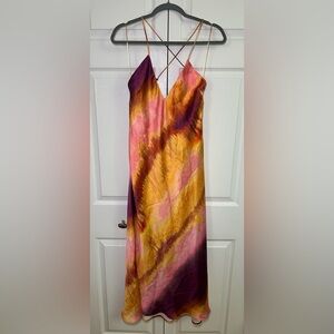Zara Tie-Dye Satin Slip Dress - Size L
